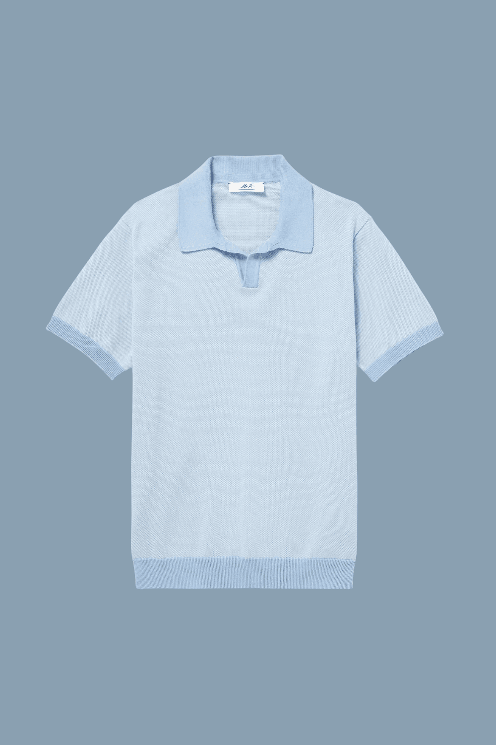 Mr P. Honeycomb Knit Organic Cotton Polo Shirt in Blue