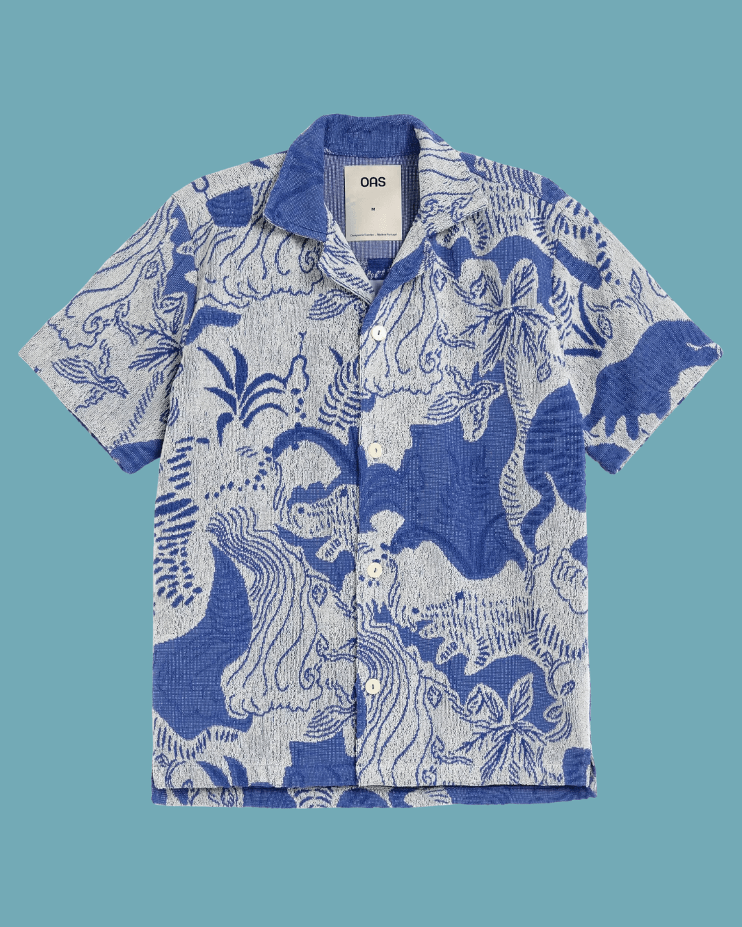 OAS Terry Cuban Collar Shirt in Blue