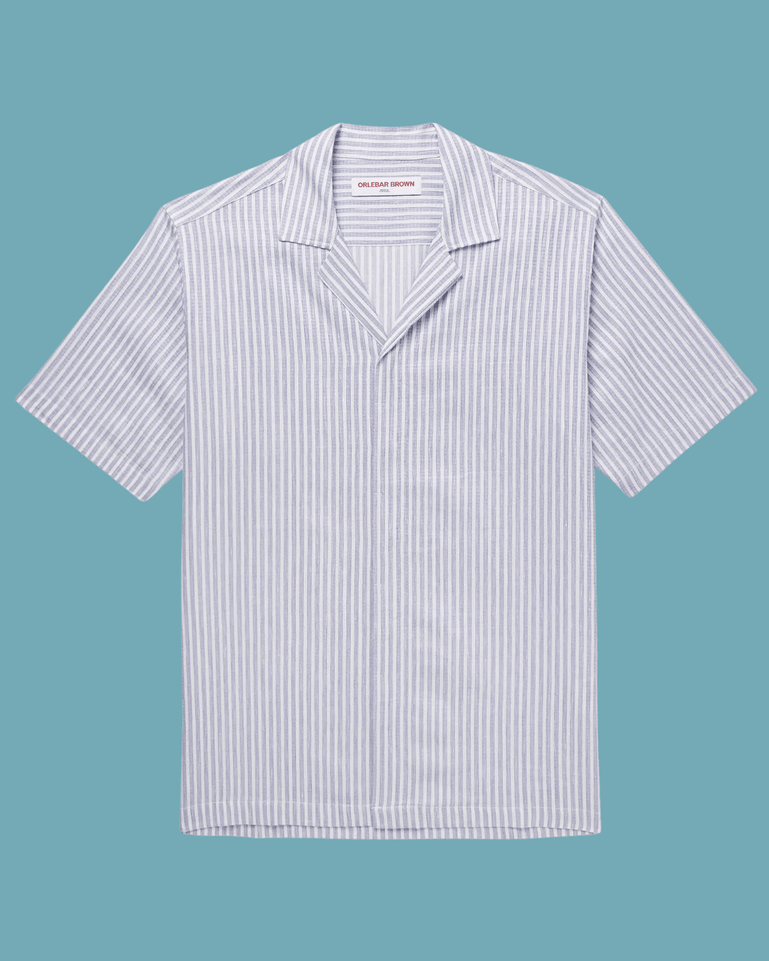 ORLEBAR BROWN Maitan II Camp-Collar Striped Cotton and Linen-Blend Shirt in Blue