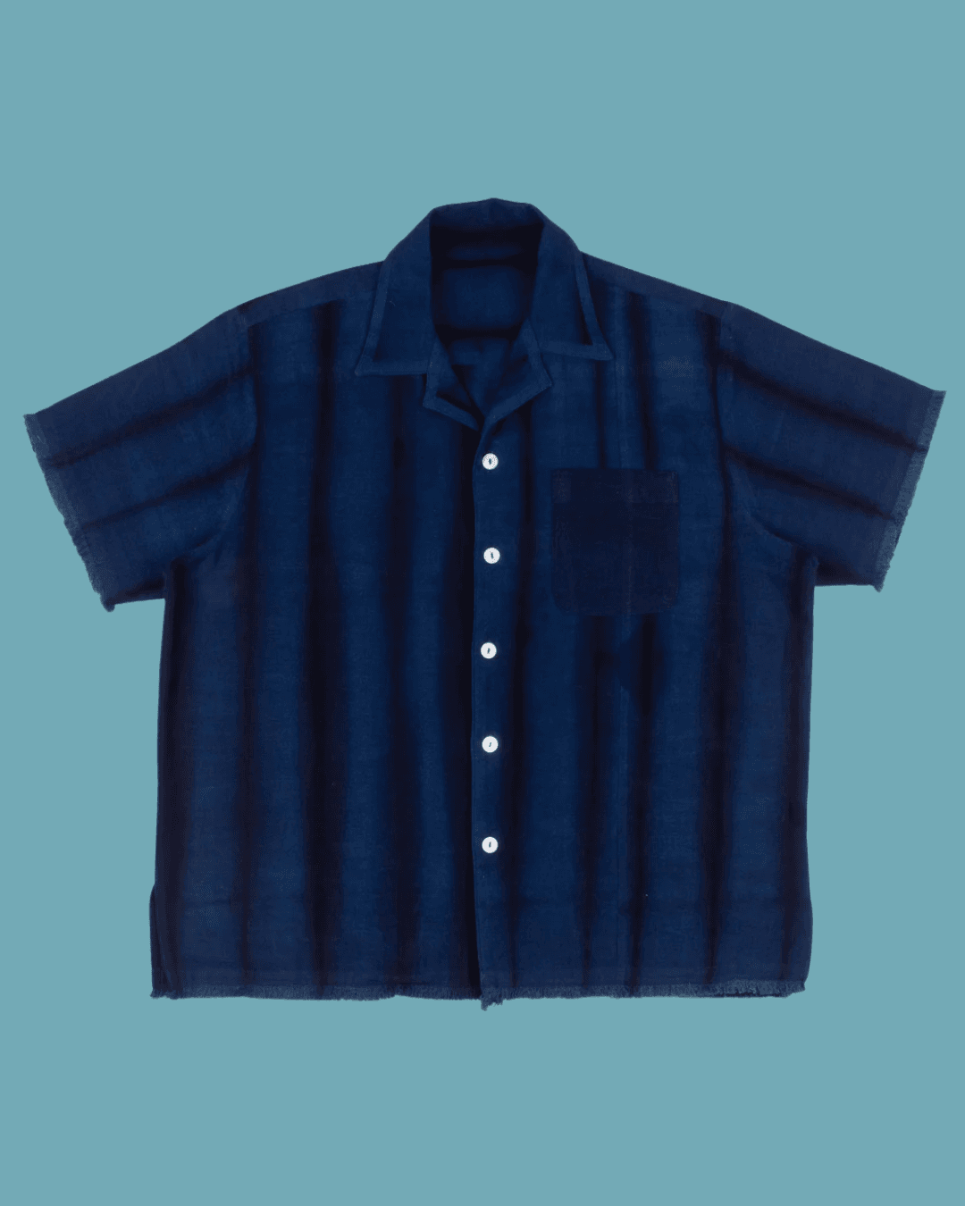 POST-IMPERIAL THIS IS US AJASA CAMP SHIRT INDIGO BLOCK STRIPE