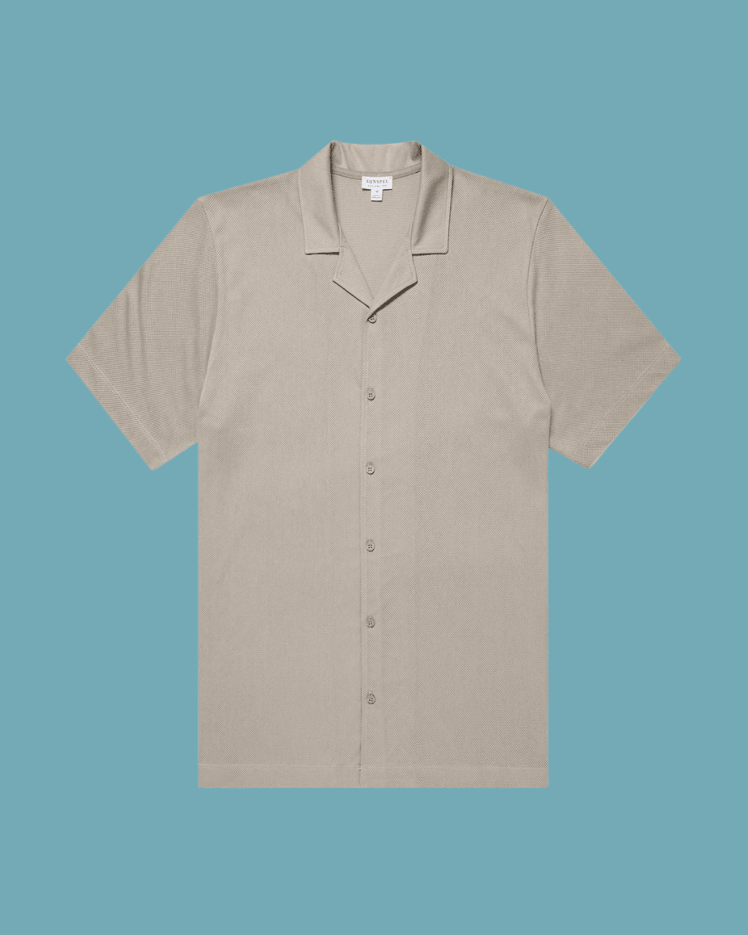 Sunspel Riviera Camp Collar Shirt in Ash Gray