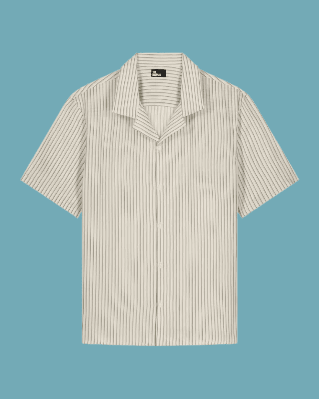 THE KOOPLES Striped Short-Sleeved Lyocell Shirt in Green