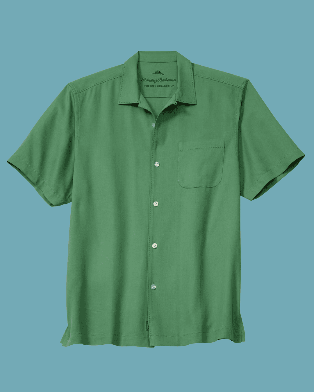 Tommy Bahama Harbor Luxe Silk Camp Shirt in Green