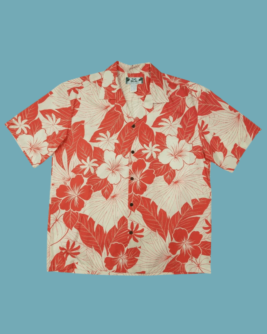 Two Palms Lanai Coral Camp Shirt in Red