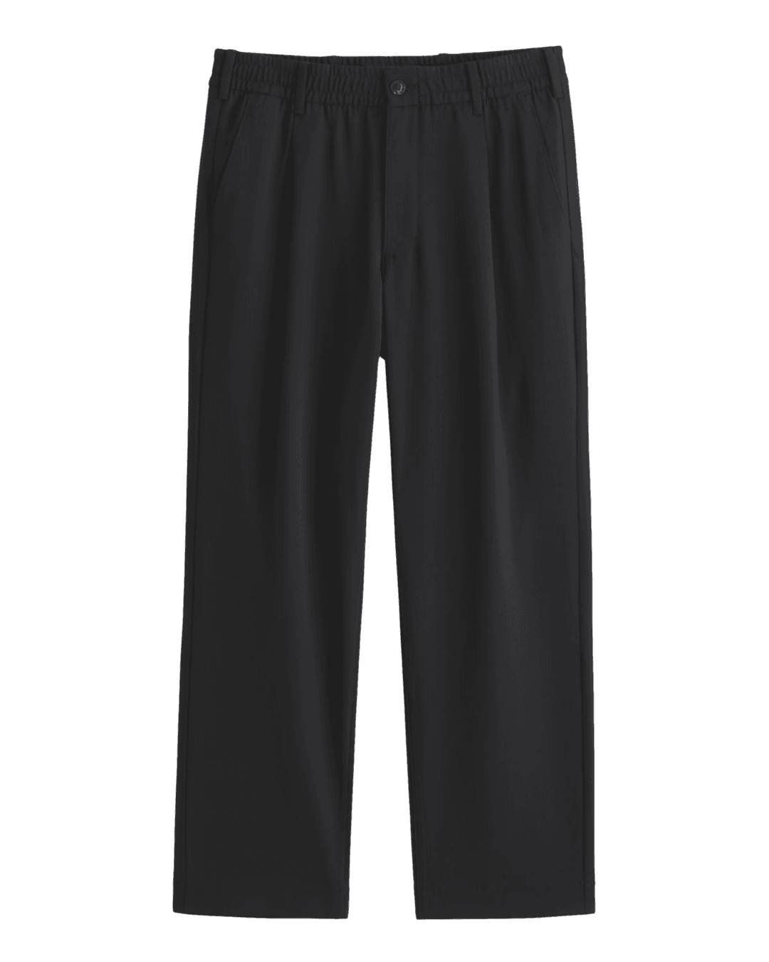 Abercrombie & Fitch Relaxed Straight Pleated Hybrid Waist Trouser in Black