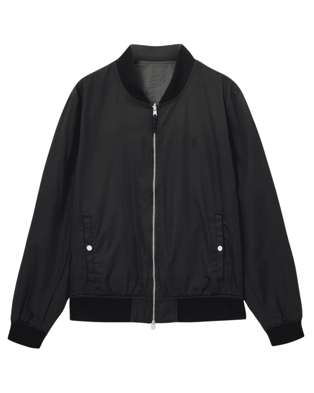 Allsaints Bassett Reversible Ramskull Bomber Jacket in Black