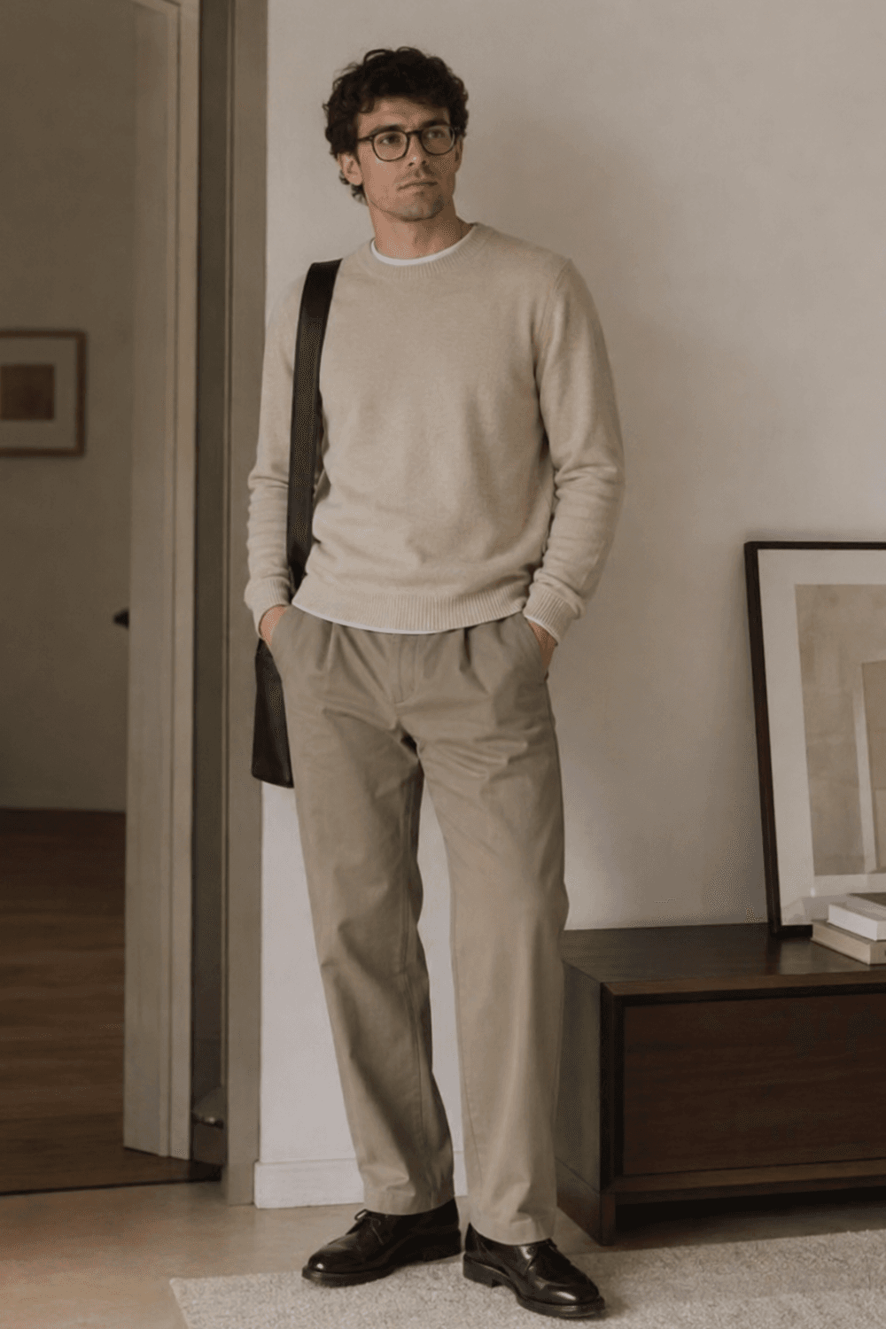 Smart Casual With Chinos - Chinos + Fine-Gauge Sweater + Derbies