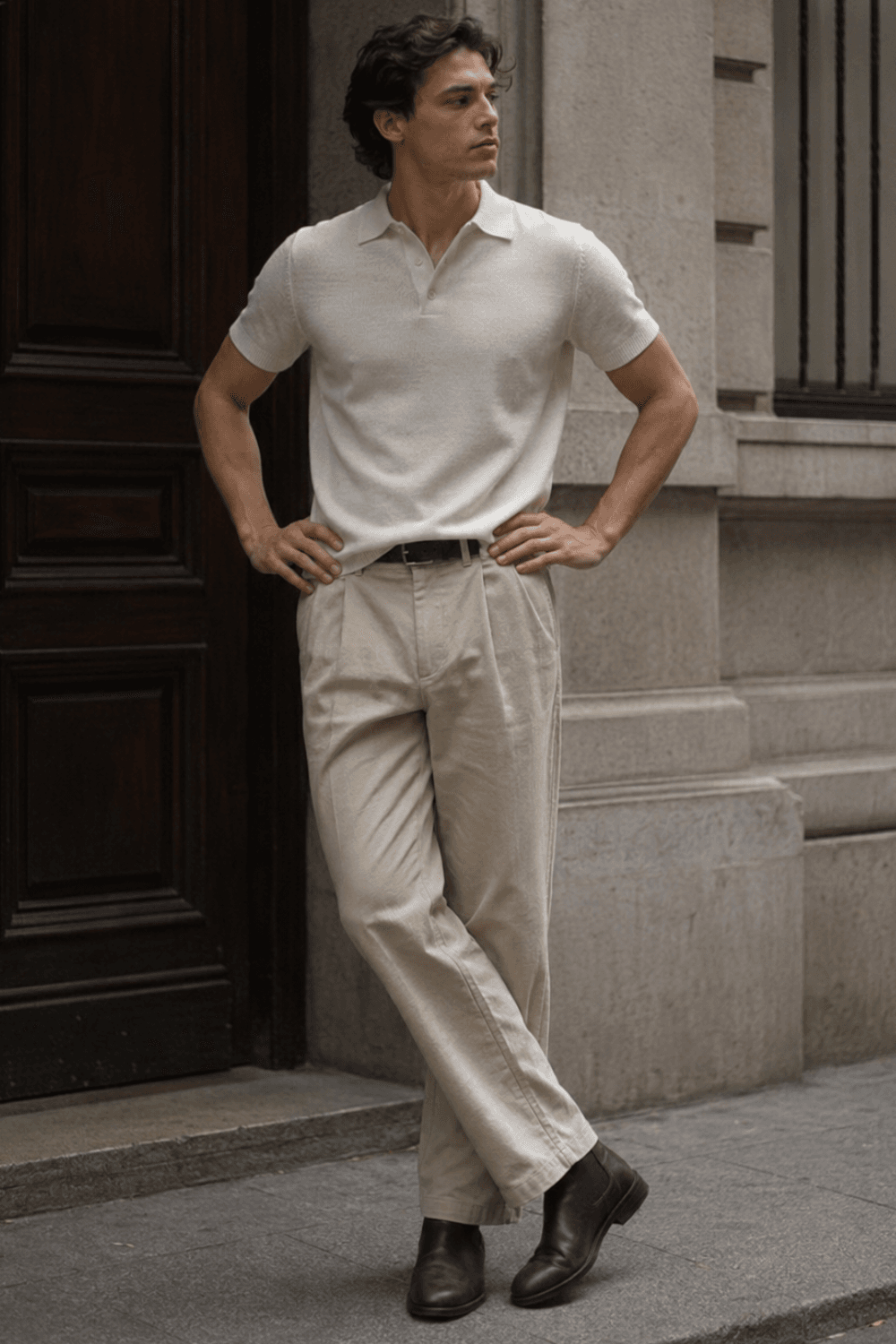 Smart Casual With Chinos - Chinos + Knit Polo + Chelsea Boots