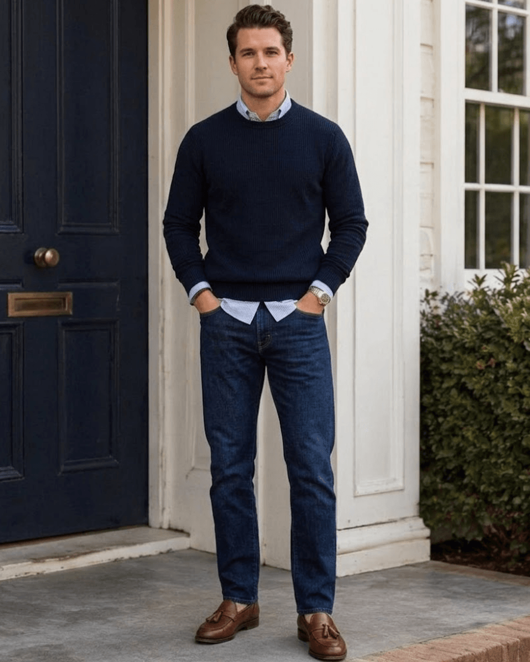 Tassel Loafers with Dark, Clean Jeans with slim fit
