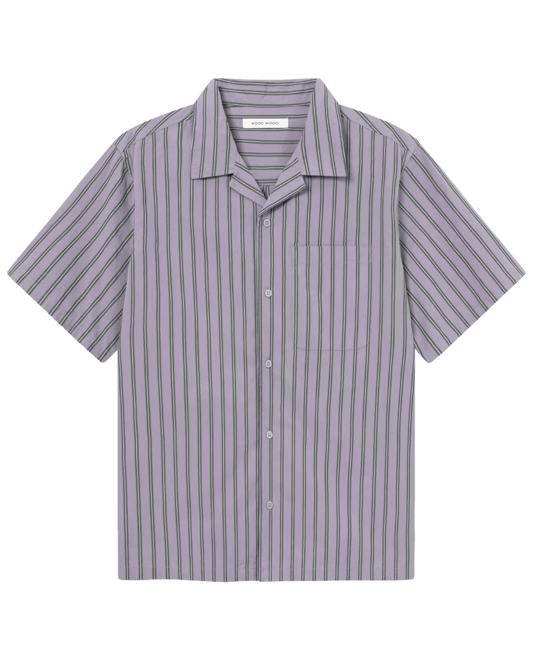 WOOD WOOD WWNico Shirt in Minimal Gray Stripe _ Purple