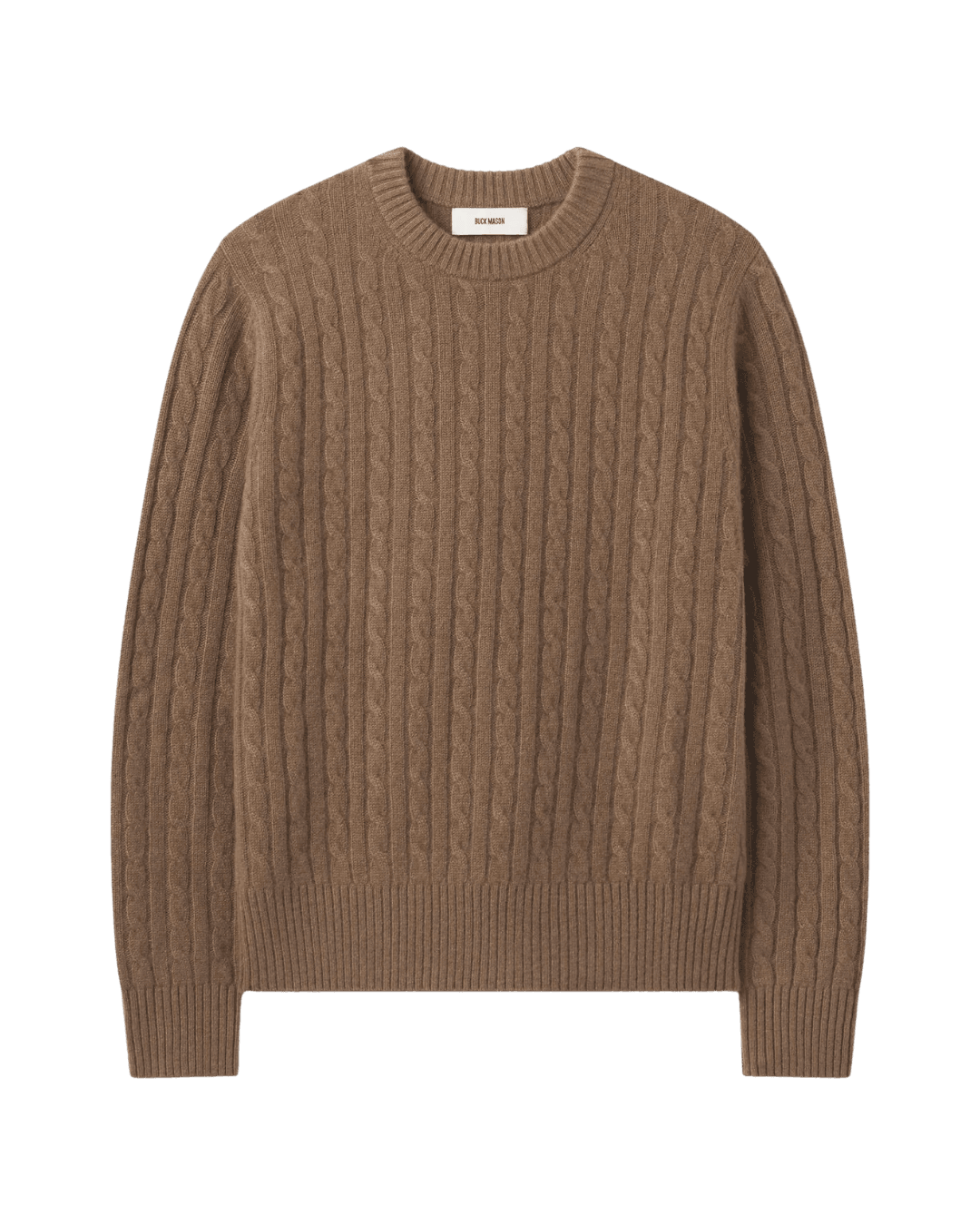 Buck Mason California Cashmere Cable Crew in Brown