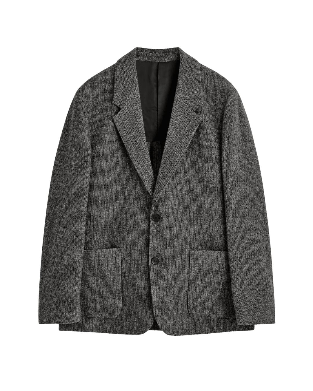 COS Men's Unstructured Wool-Herringbone Blazer in Dark khaki