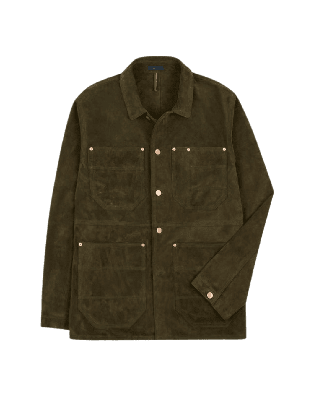 Drakes Welder Suede Chore Jacket in Olive