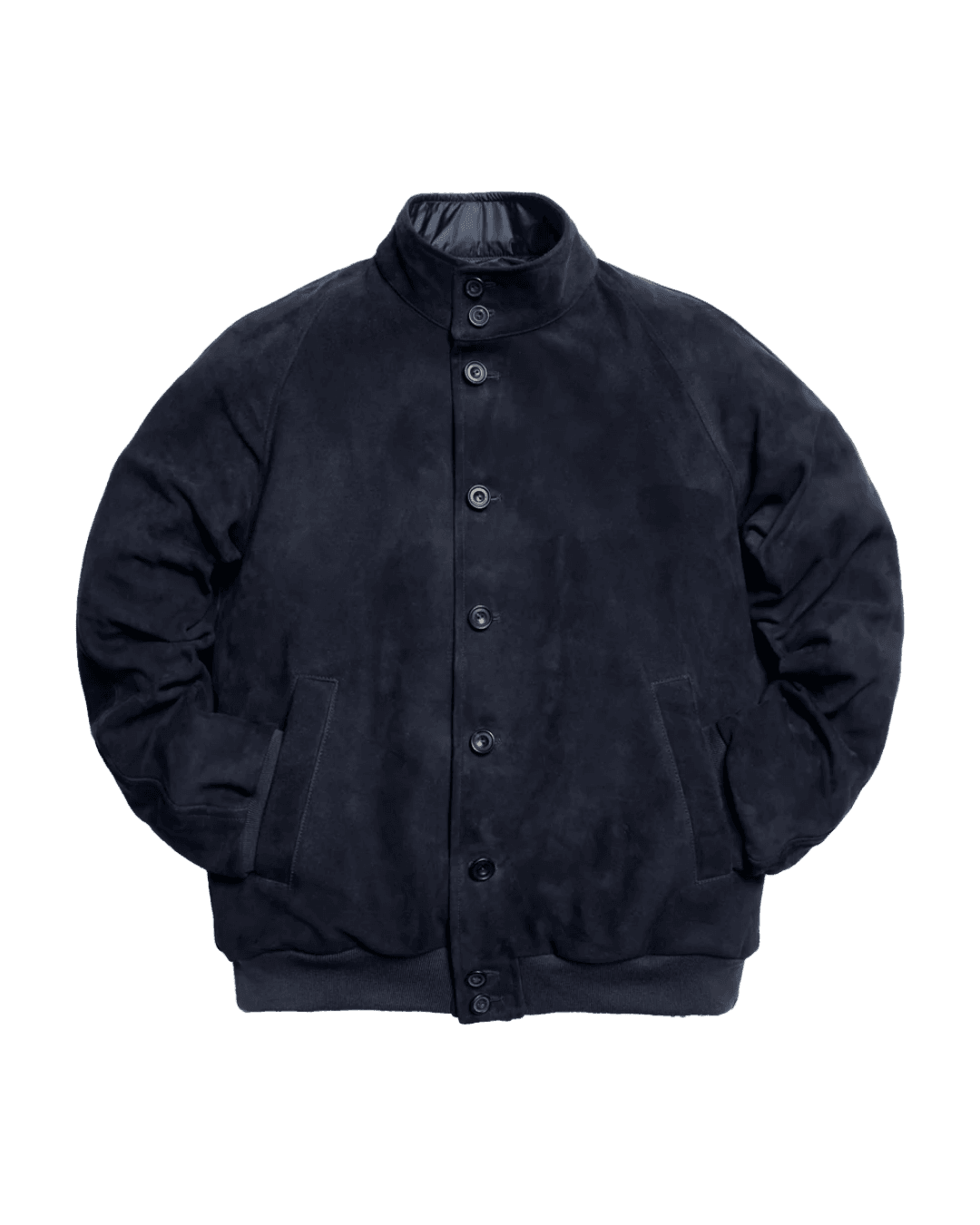 Private white V.C. The PS Reversible Suede Bomber in Navy