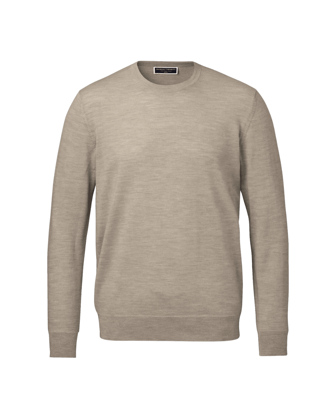 Charles Tyrwhitt Pure Merino Crew Neck Sweater in Limestone